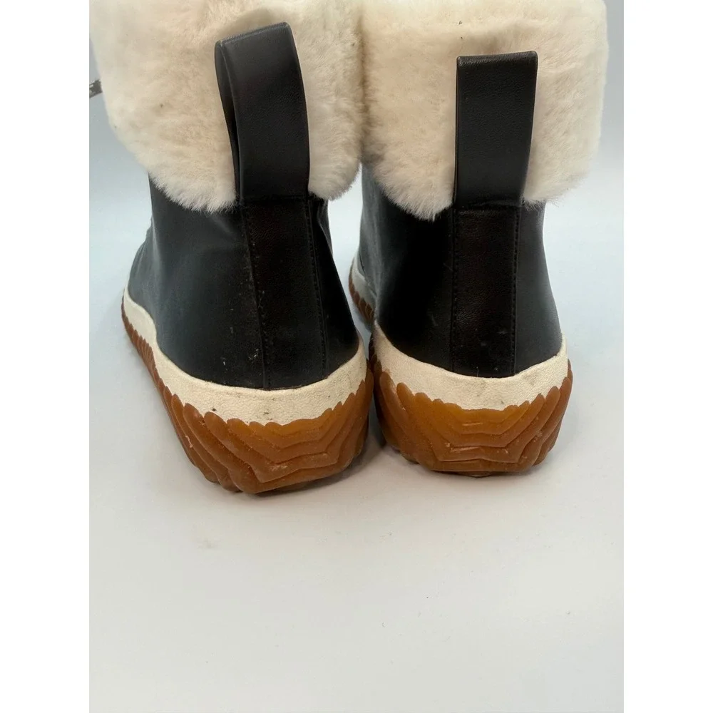 Skechers Black Jagged Pond No Regrets Faux Fur Trim Hiker Boots Sz 9
